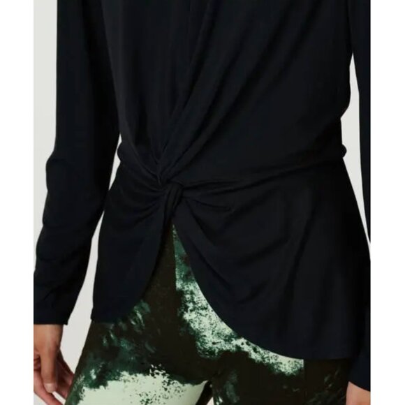 Sweaty Betty | Tori Twist Front Black Hooded Pullover Long Sleeves | Size 6 - Picture 2 of 12